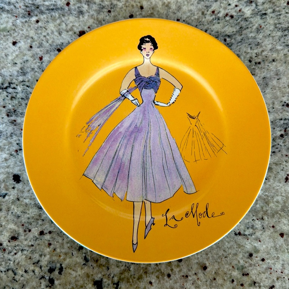 Rosanna Yellow and Black Dessert Plates Set - Picture 4 of 6